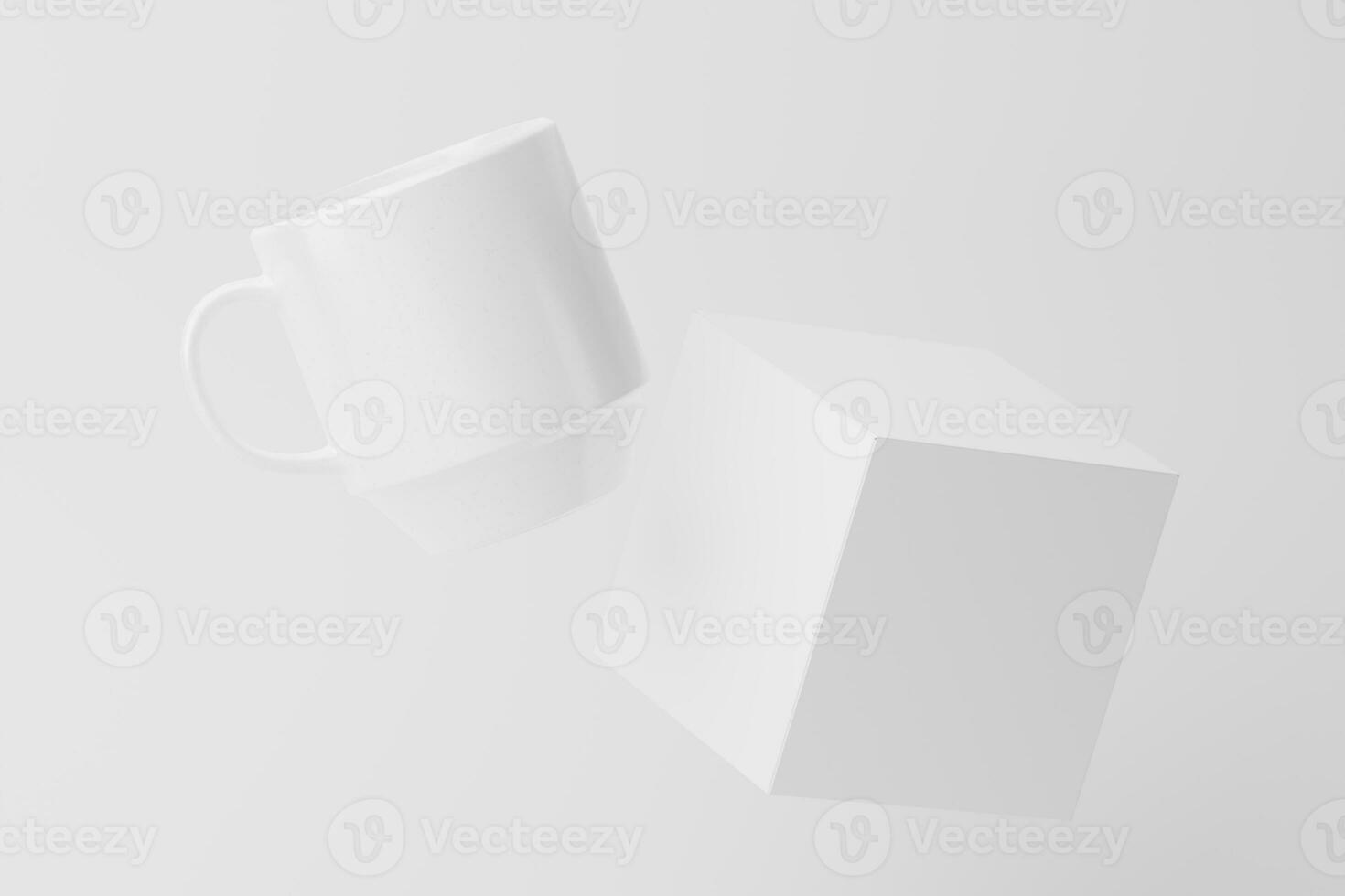 Ceramic Mug Cup For Coffee Tea White Blank 3D rendering Mockup photo