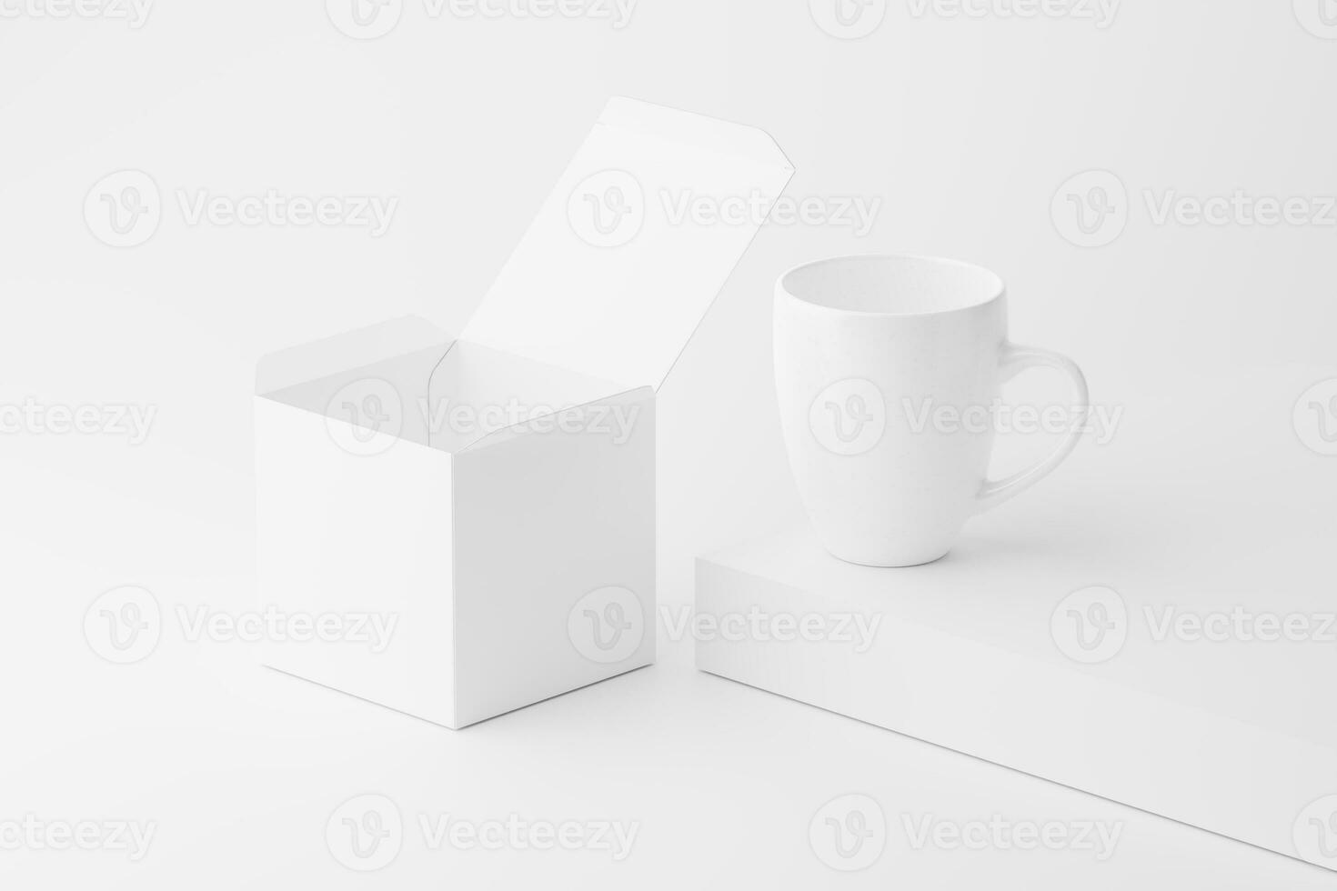 Ceramic Mug Cup For Coffee Tea White Blank 3D Rendering Mockup photo