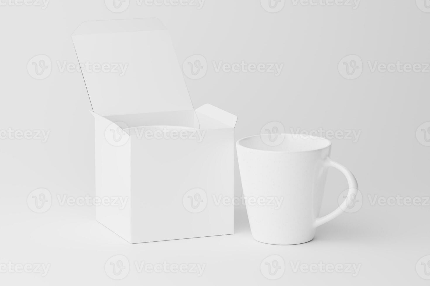 Ceramic Mug Cup For Coffee Tea White Blank 3D Rendering Mockup photo