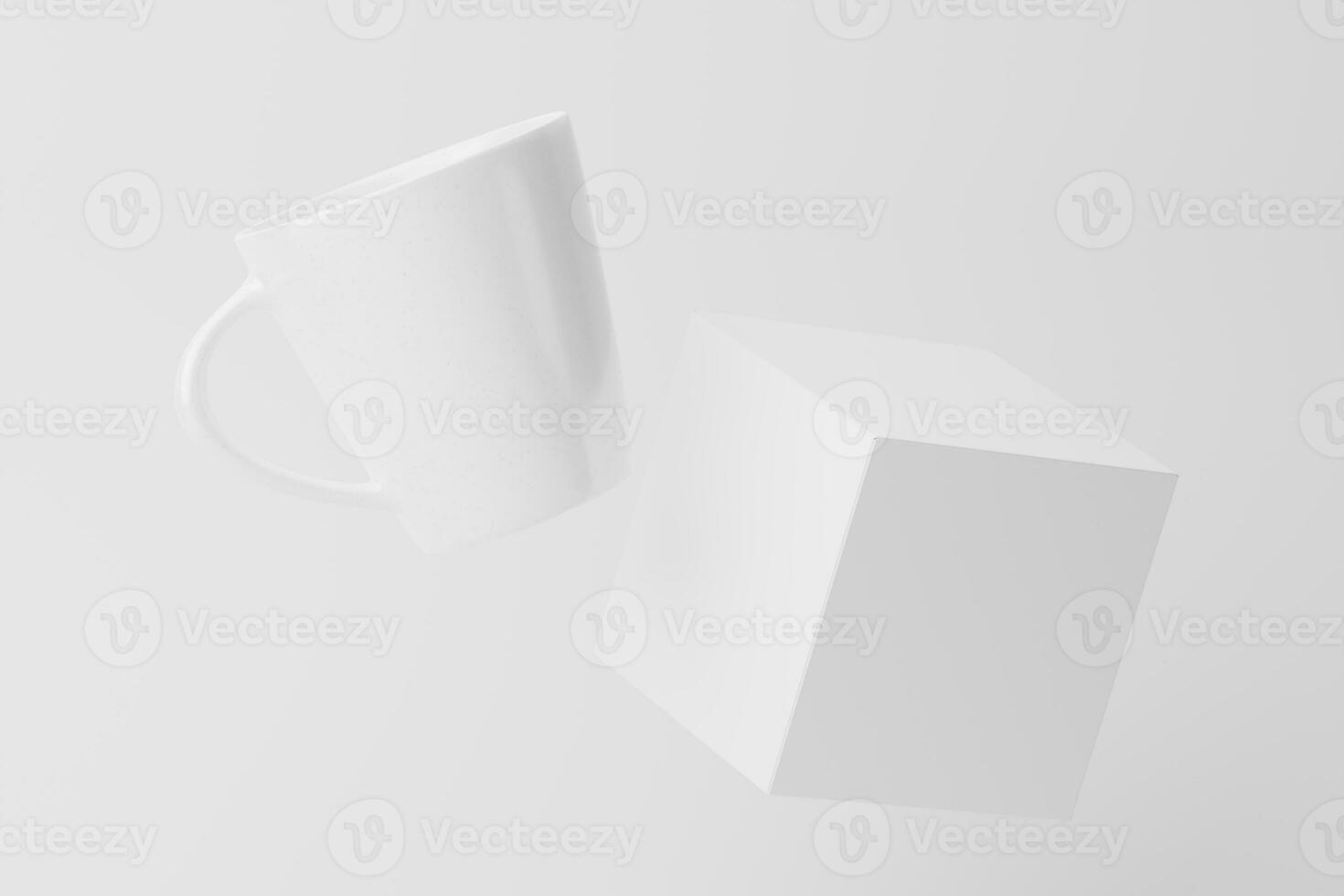 Ceramic Mug Cup For Coffee Tea White Blank 3D Rendering Mockup photo