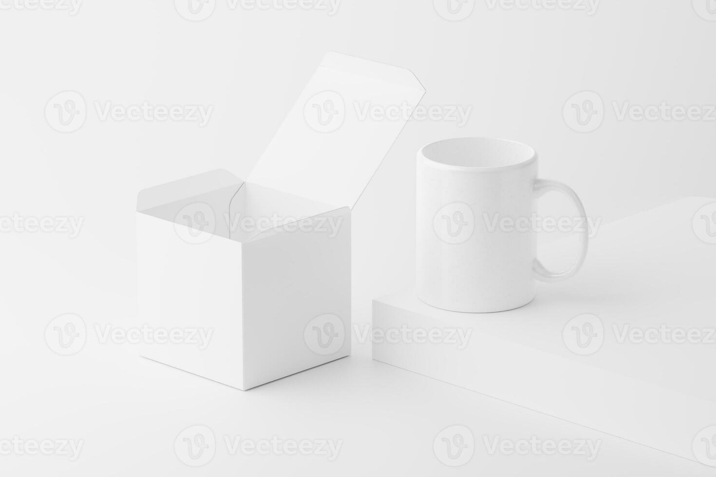 Ceramic Mug Cup For Coffee Tea White Blank 3D Rendering Mockup photo