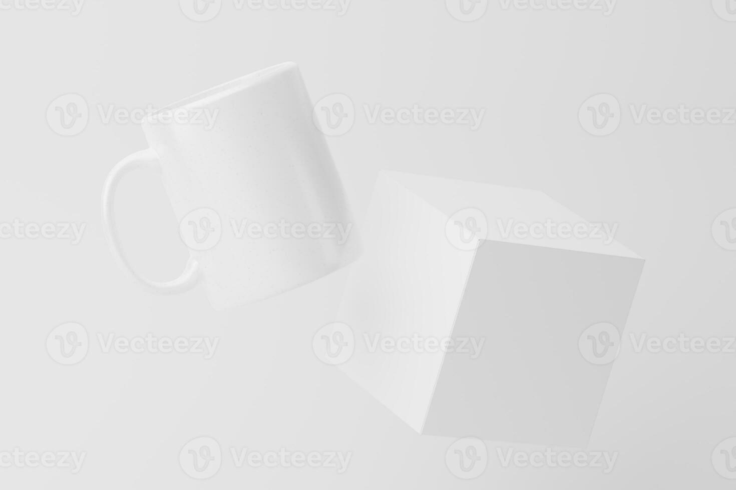 Ceramic Mug Cup For Coffee Tea White Blank 3D Rendering Mockup photo