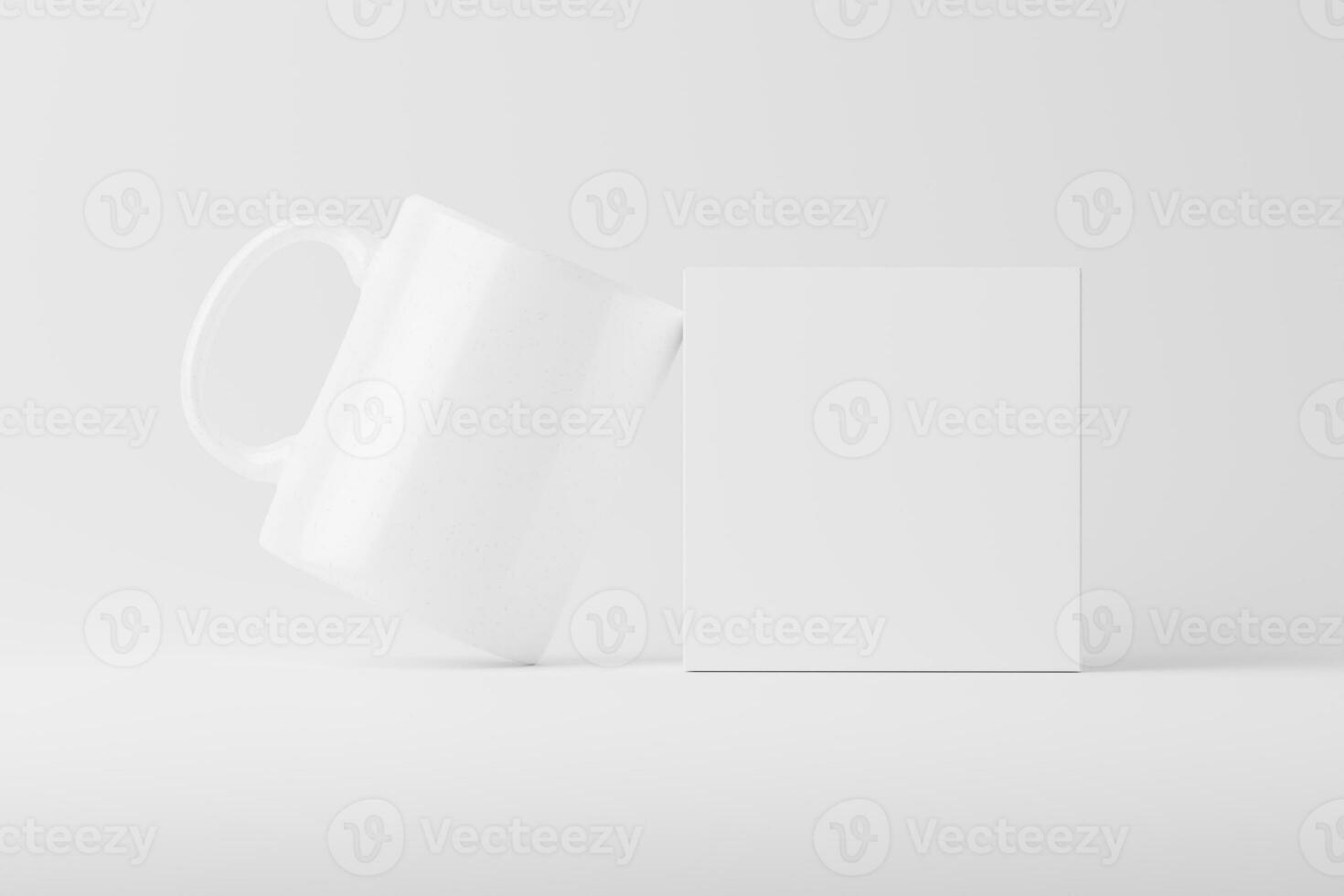 Ceramic Mug Cup For Coffee Tea White Blank 3D Rendering Mockup photo