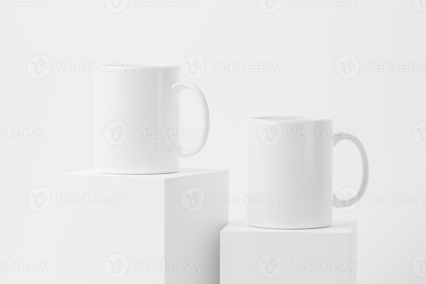 Ceramic Mug Cup For Coffee Tea White Blank 3D Rendering Mockup photo