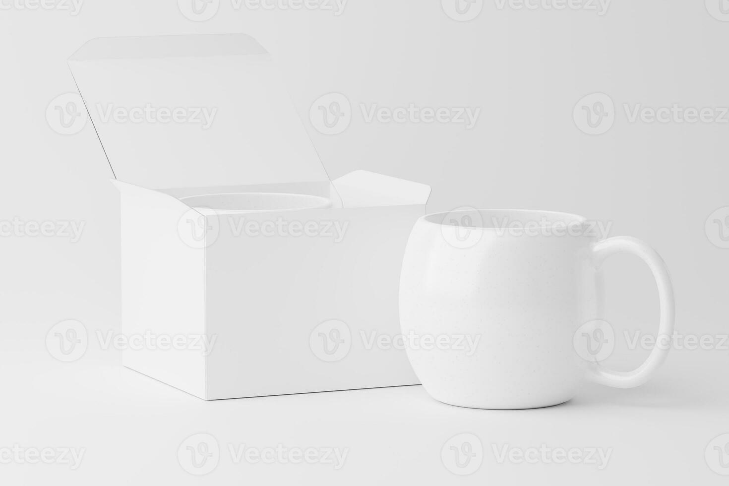 Ceramic Mug Cup For Coffee Tea White Blank 3D Rendering Mockup photo