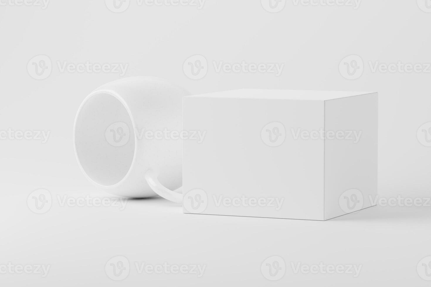 Ceramic Mug Cup For Coffee Tea White Blank 3D Rendering Mockup photo