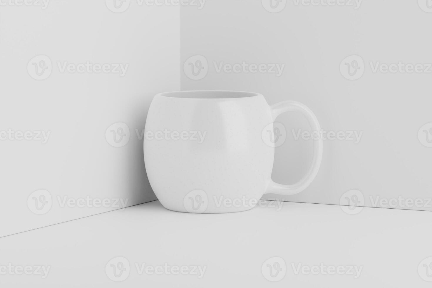 Ceramic Mug Cup For Coffee Tea White Blank 3D Rendering Mockup photo