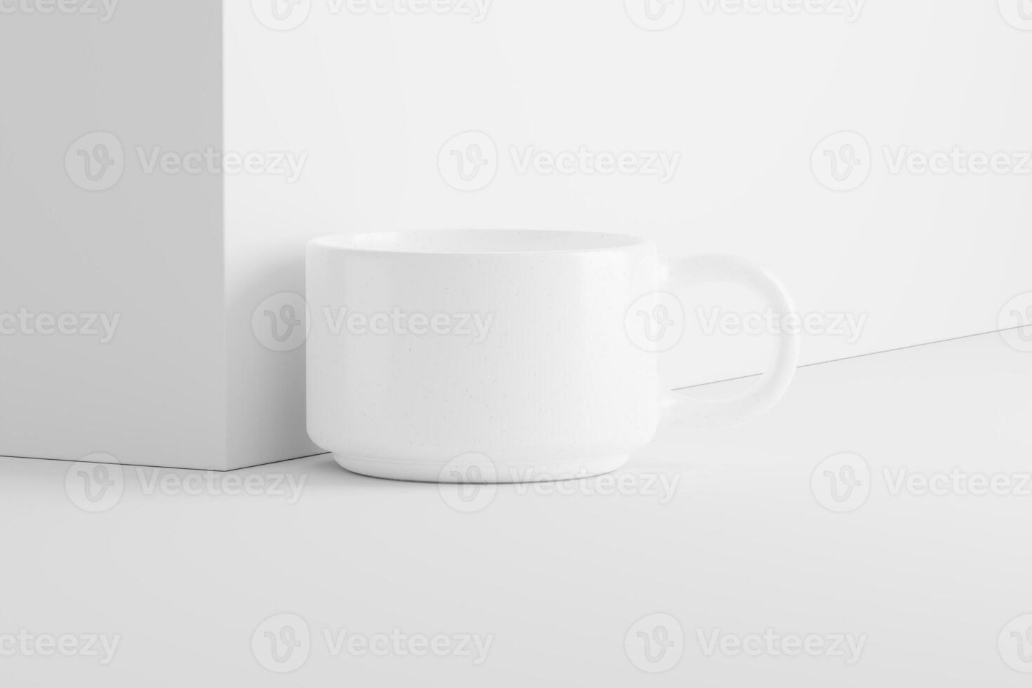 Ceramic Mug Cup For Coffee Tea White Blank 3D Rendering Mockup photo