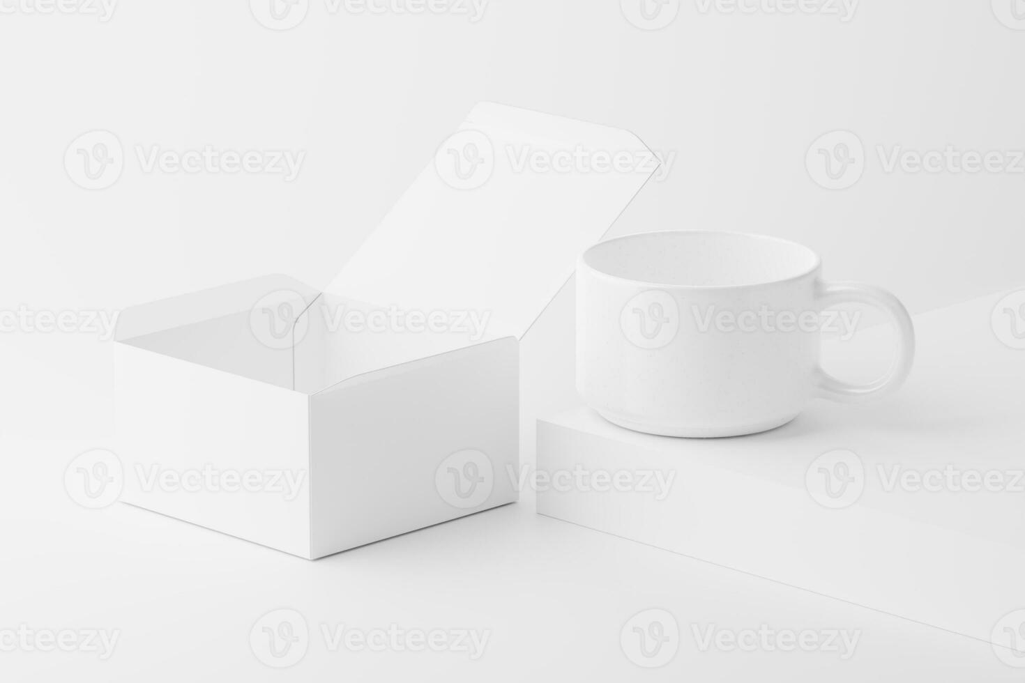 Ceramic Mug Cup For Coffee Tea White Blank 3D Rendering Mockup photo