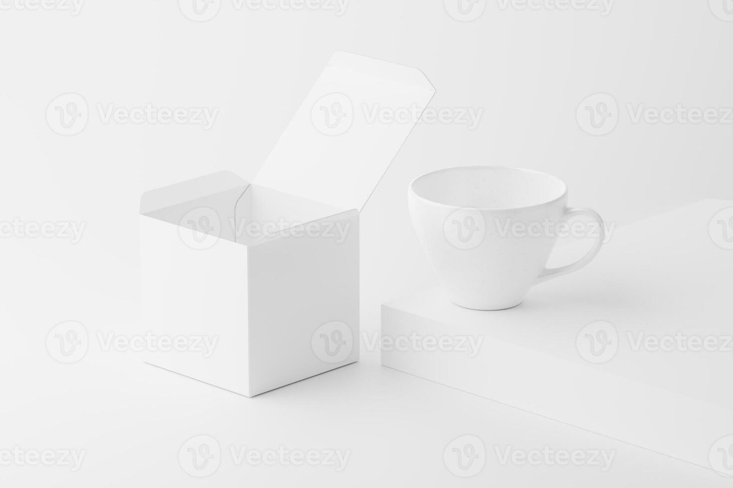 Ceramic Mug Cup For Coffee Tea White Blank 3D Rendering Mockup photo