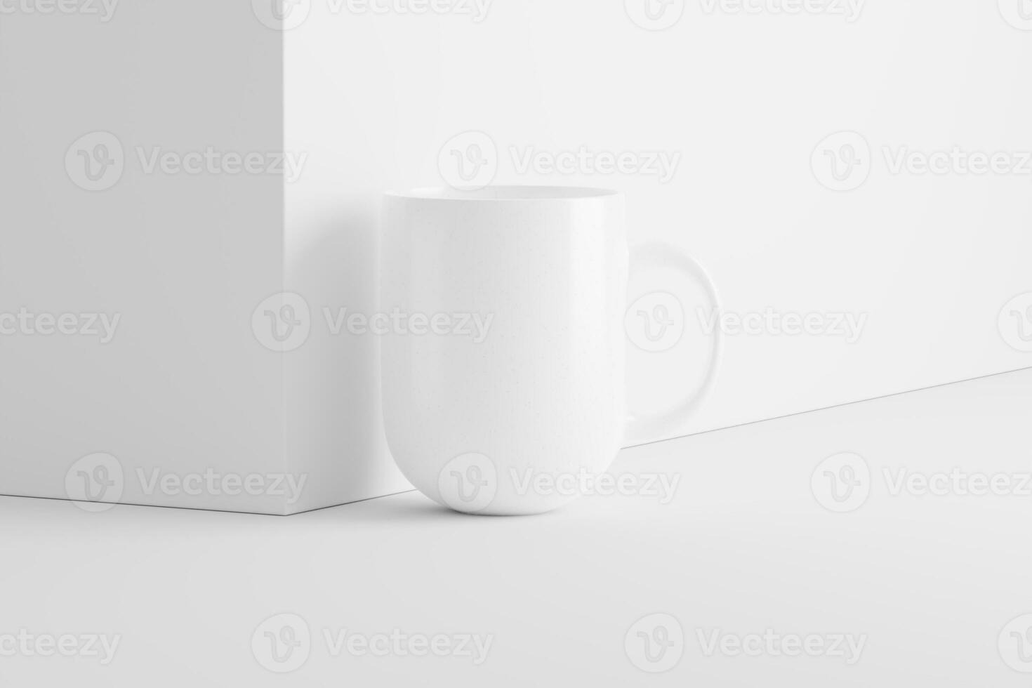 Ceramic Mug Cup For Coffee Tea White Blank 3D Rendering Mockup photo