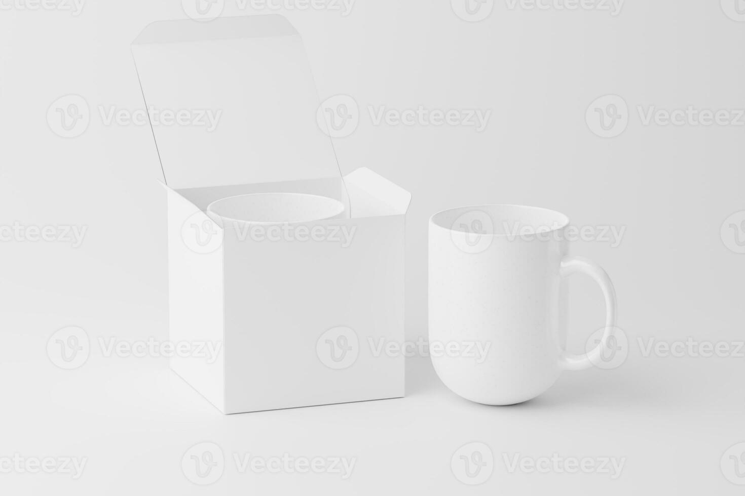 Ceramic Mug Cup For Coffee Tea White Blank 3D Rendering Mockup photo