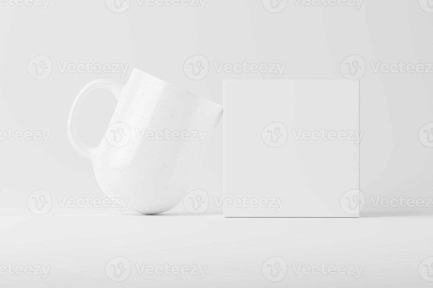 Ceramic Mug Cup For Coffee Tea White Blank 3D Rendering Mockup photo