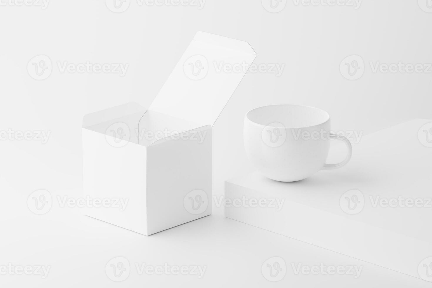 Ceramic Mug Cup For Coffee Tea White Blank 3D Rendering Mockup photo