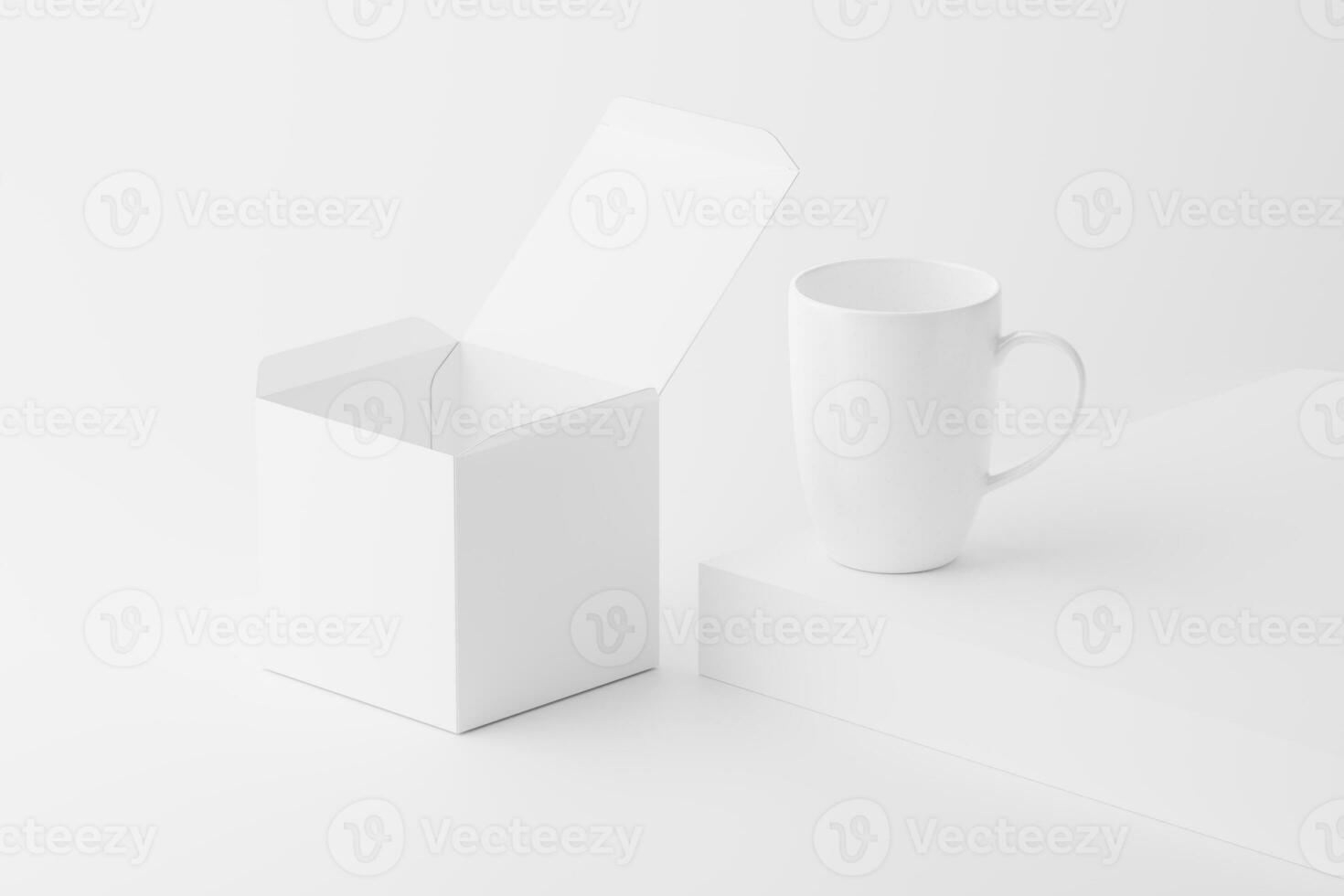 Ceramic Mug Cup For Coffee Tea White Blank 3D Rendering Mockup photo