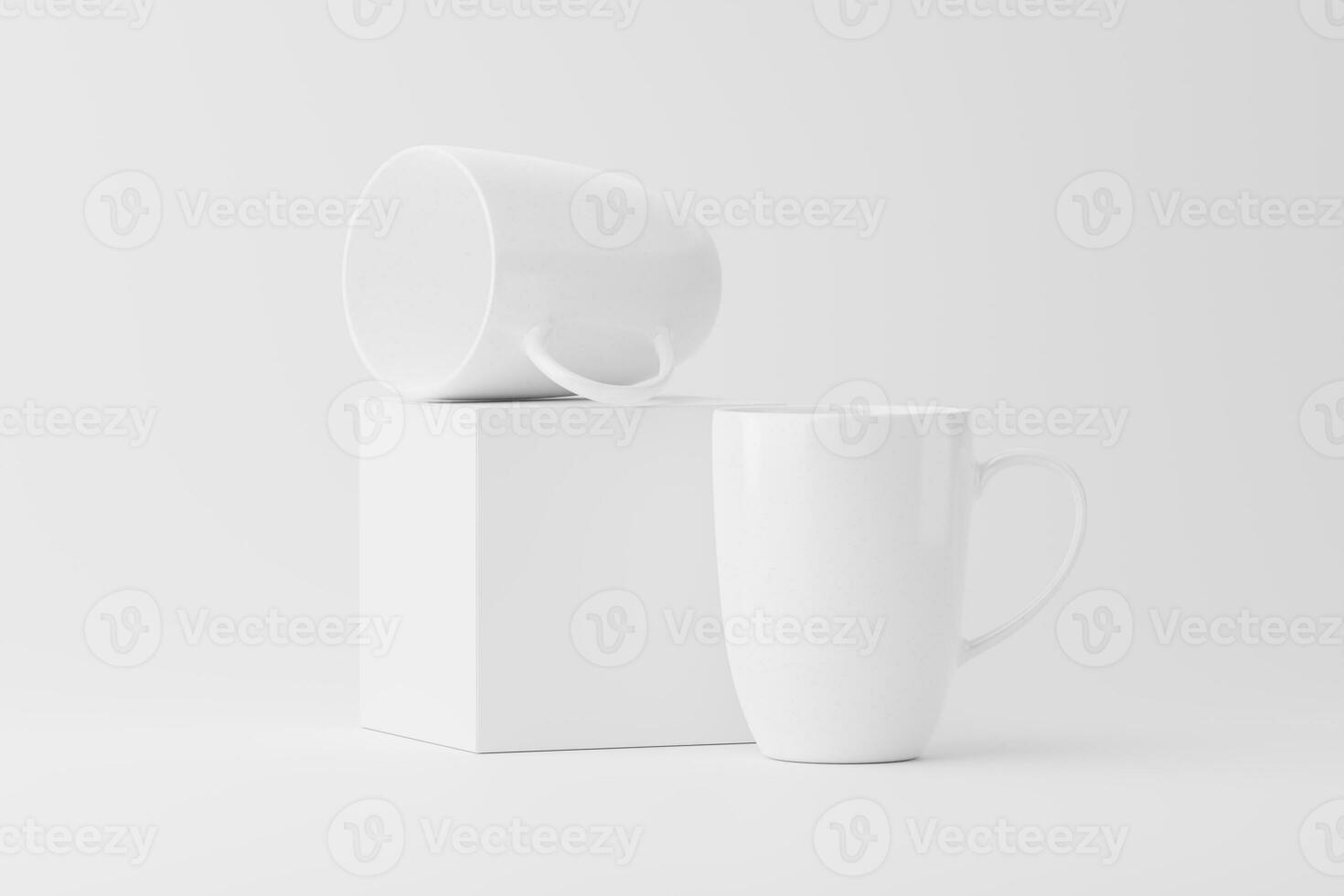 Ceramic Mug Cup For Coffee Tea White Blank 3D Rendering Mockup photo