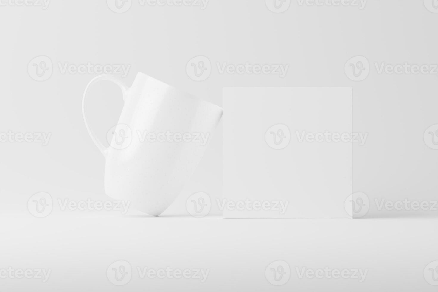 Ceramic Mug Cup For Coffee Tea White Blank 3D Rendering Mockup photo