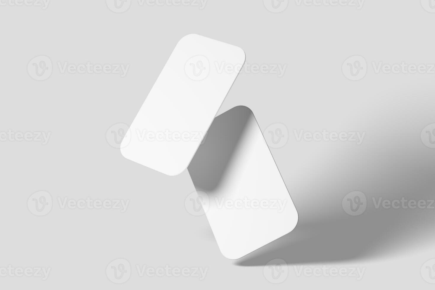 Vertical Round Corner Business Card White Blank 3D Rendering Mockup photo