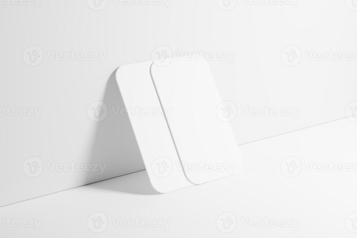 Vertical Round Corner Business Card White Blank 3D Rendering Mockup photo