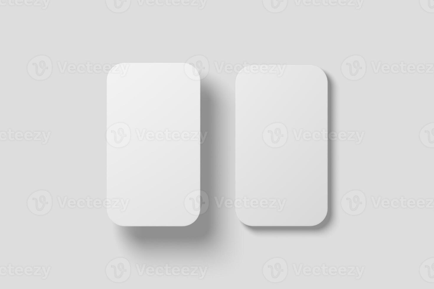 Vertical Round Corner Business Card White Blank 3D Rendering Mockup photo