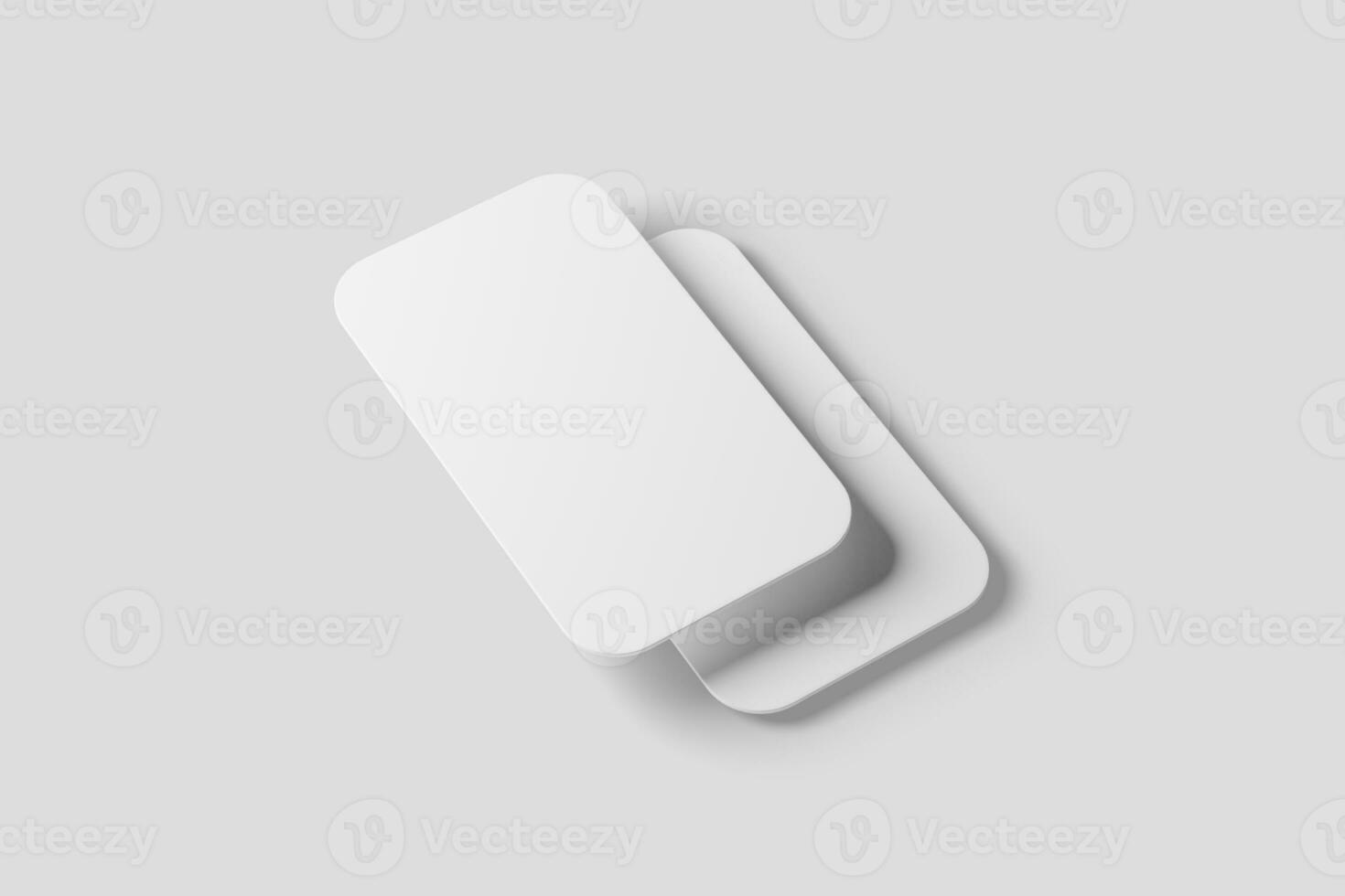 Vertical Round Corner Business Card White Blank 3D Rendering Mockup photo