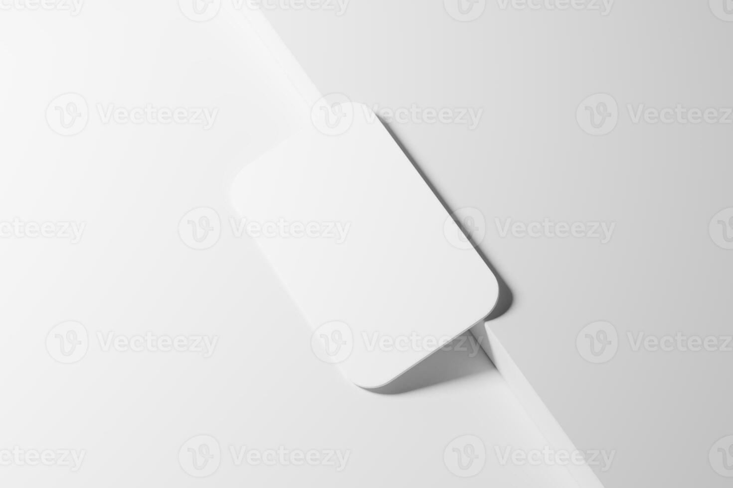 Vertical Round Corner Business Card White Blank 3D Rendering Mockup photo