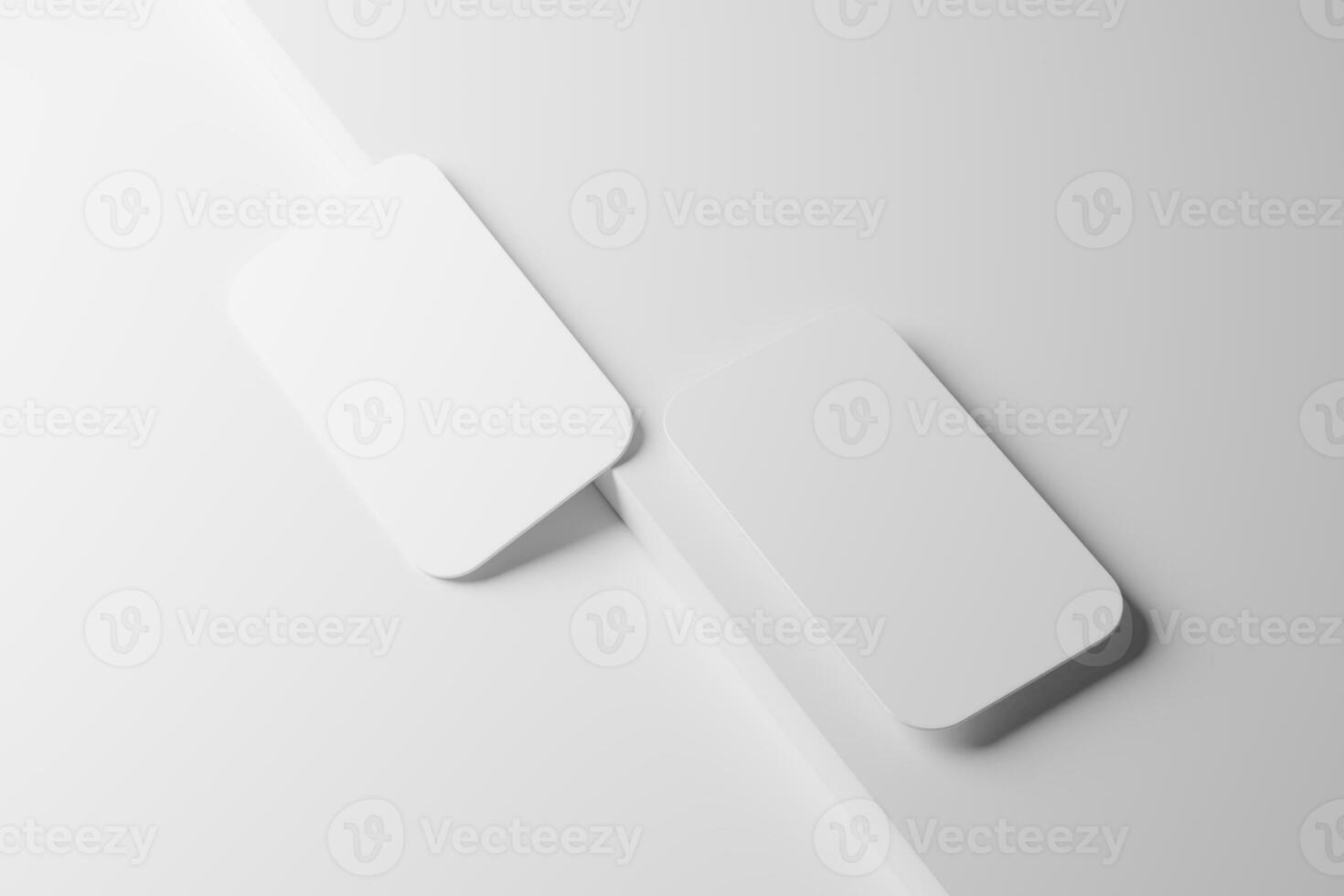 Vertical Round Corner Business Card White Blank 3D Rendering Mockup photo