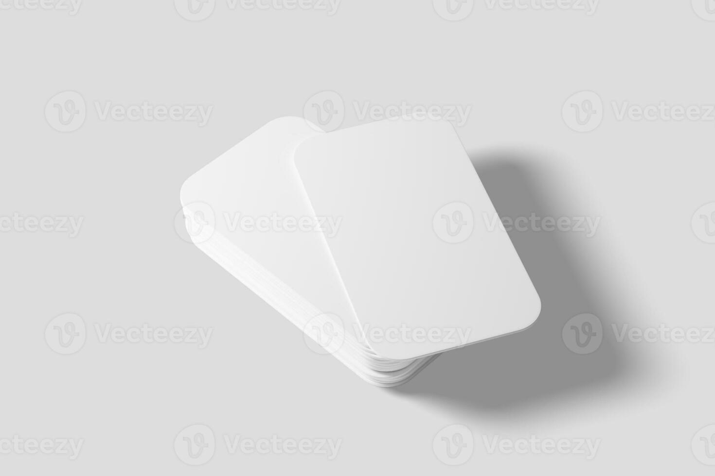 Vertical Round Corner Business Card White Blank 3D Rendering Mockup photo