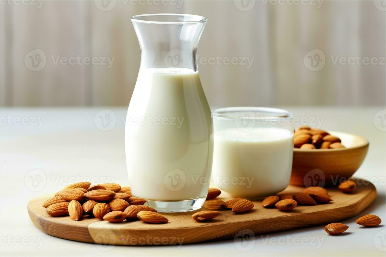 Dairy-Free Almond Milk Concept - Generative AI photo
