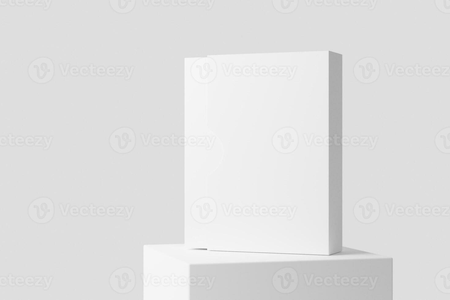 software caja con resbalón caso blanco blanco 3d representación Bosquejo foto