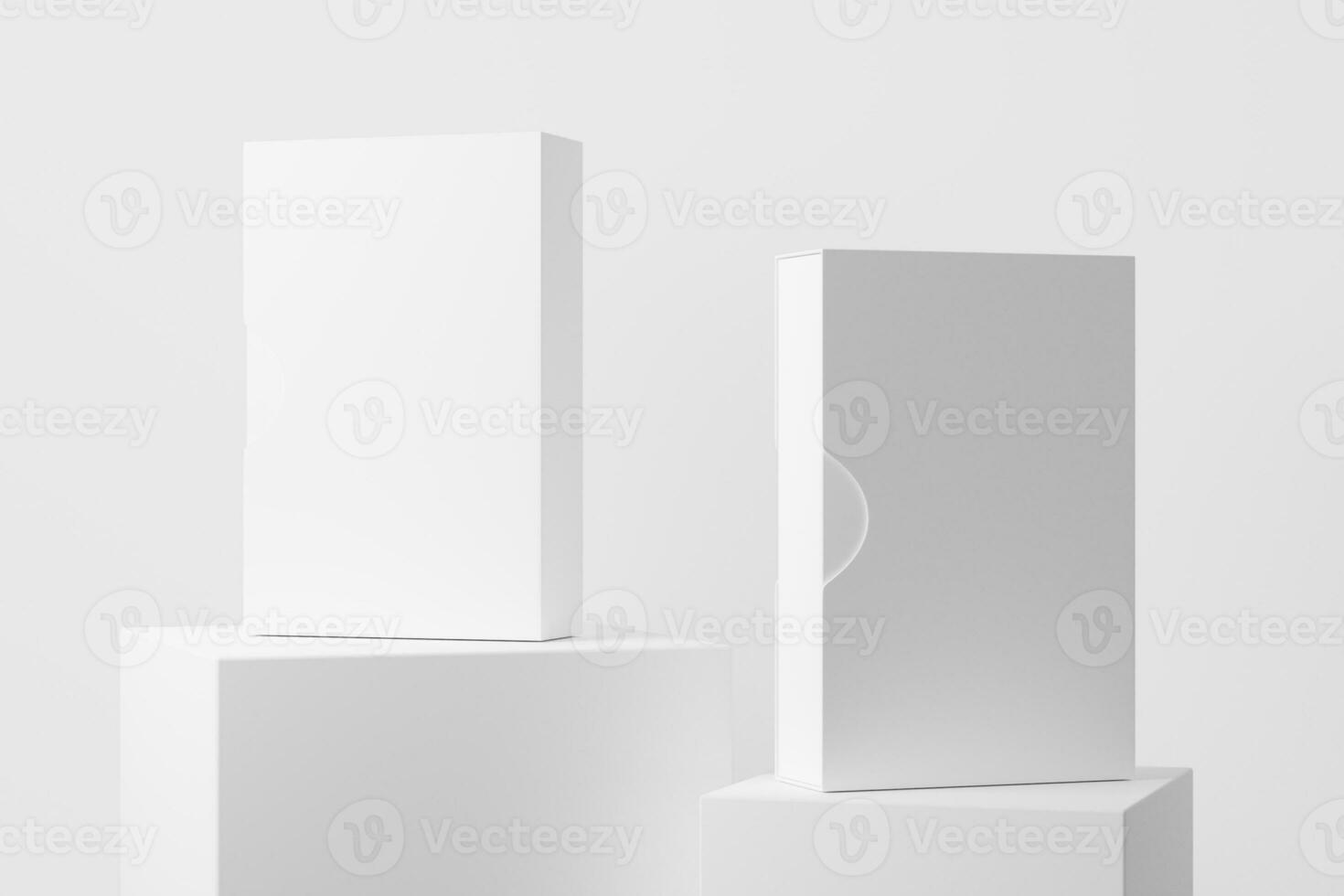 Software Box Wth Slip Case White Blank 3D Rendering Mockup photo