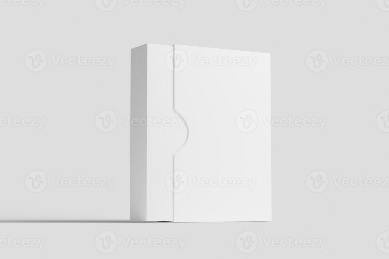 software caja con resbalón caso blanco blanco 3d representación Bosquejo foto