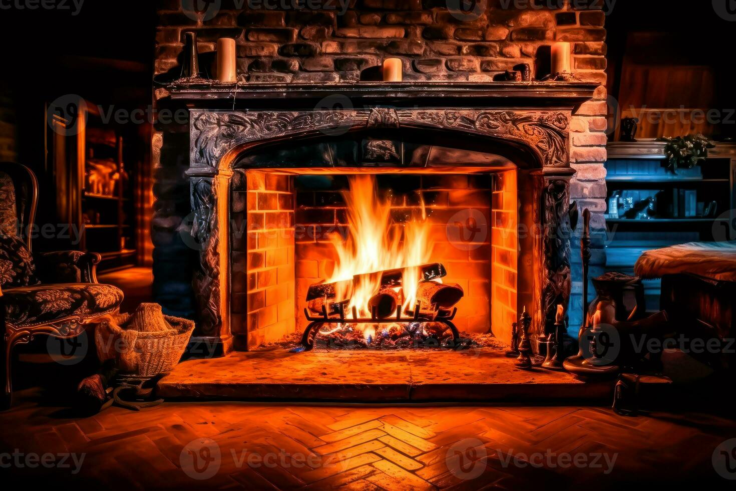 Fireside Serenity - Generative AI photo