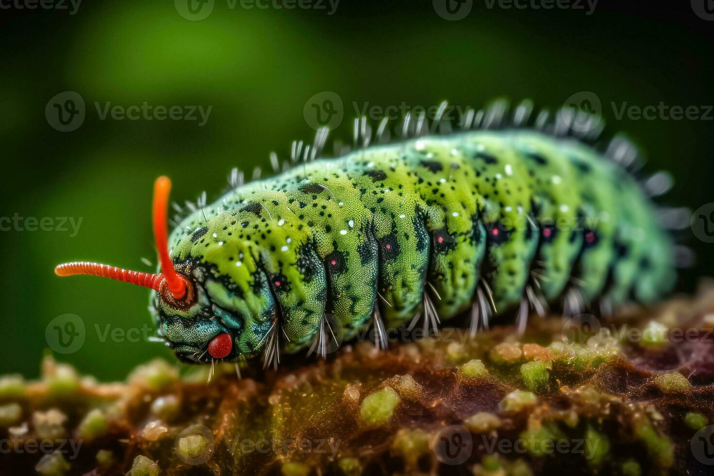 Nature's Palette - Close-Up of a Colorful Caterpillar - Generative AI photo