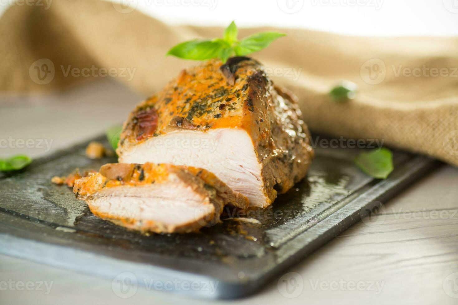 Baked sirloin turkey meat homemade with spices photo