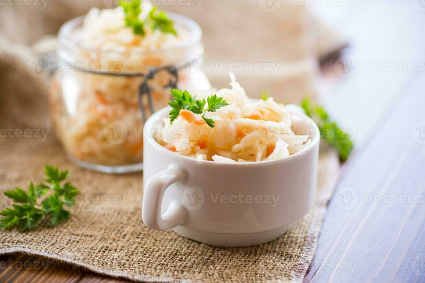 Sauerkraut with carrots and spices in a bowl photo