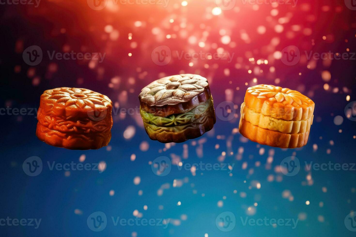 Exquisite Mooncakes with Intricate Patterns - Generative AI photo