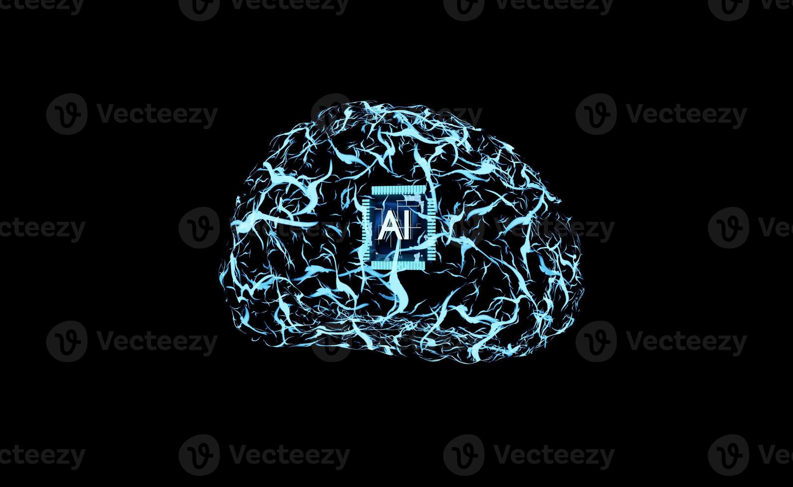 Visualization of artificial intelligence neural network structure of algorithms layered to replicate human brain. Machine learning algorithm solving computational operations, 3D render animation photo