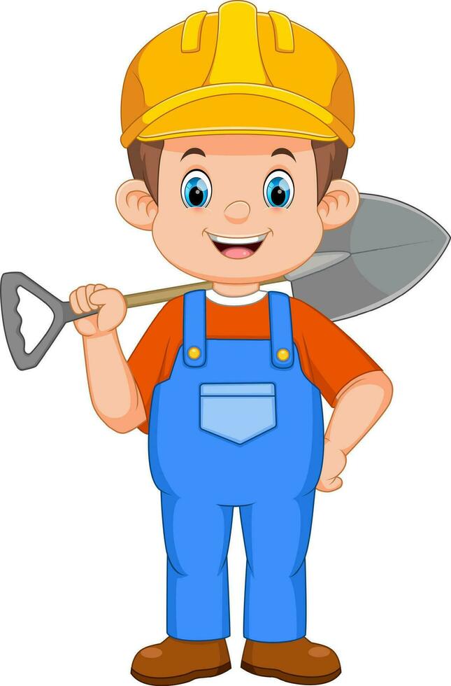 a construction worker holding a shovel vector