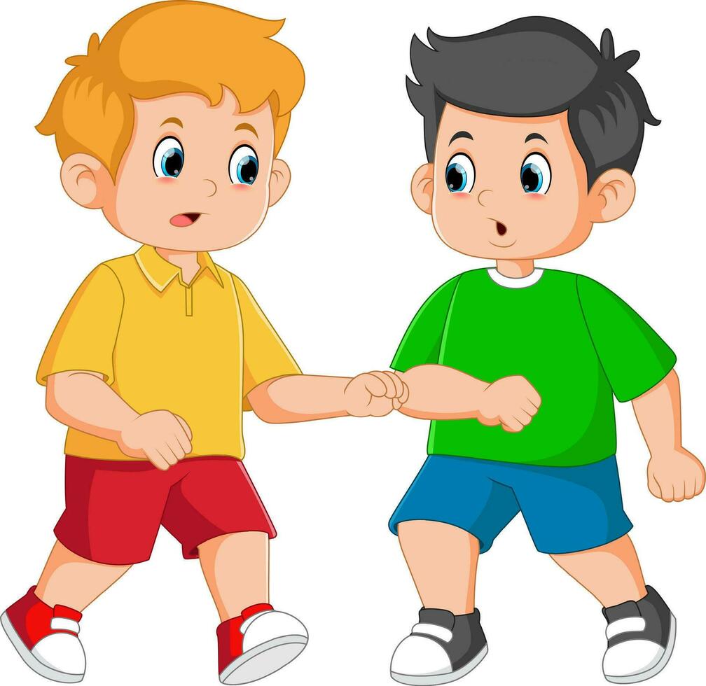 Two boys fighting each other vector