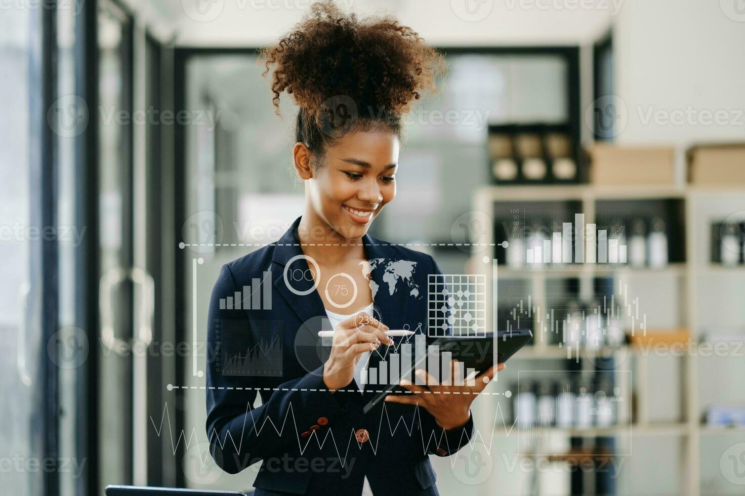 Intelligence and business analytics with key performance indicators dashboard concept.StartUp Programming as Fintech concept.Business team meeting. Photo professional investor  at office