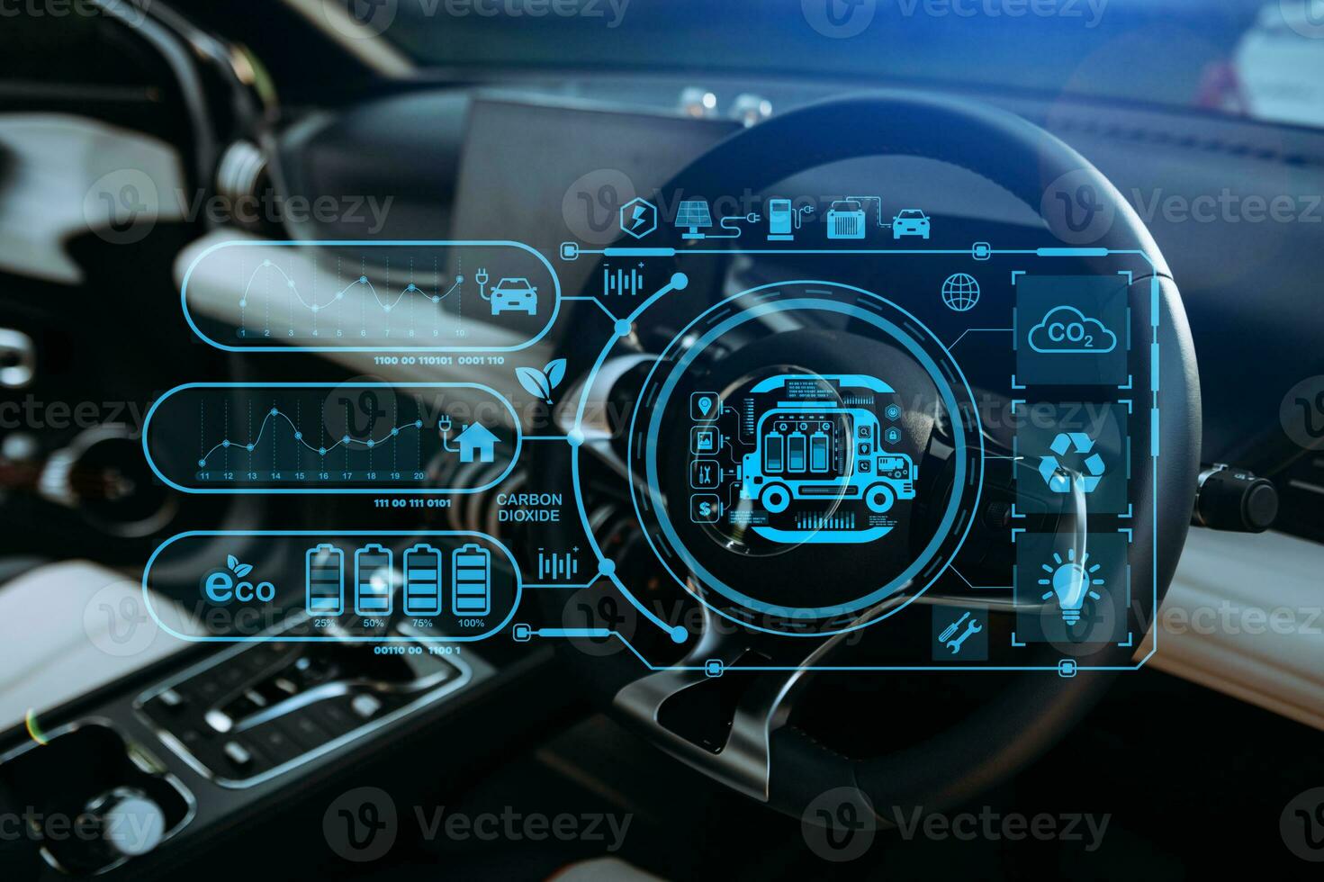 Energy EV car concept. people working and renewable energy worker interface. Concept of sustainability  business based on renewable photo