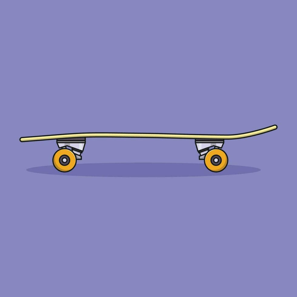 Skateboard Vector Icon Illustration with Outline for Design Element, Clip Art, Web, Landing page, Sticker, Banner. Flat Cartoon Style