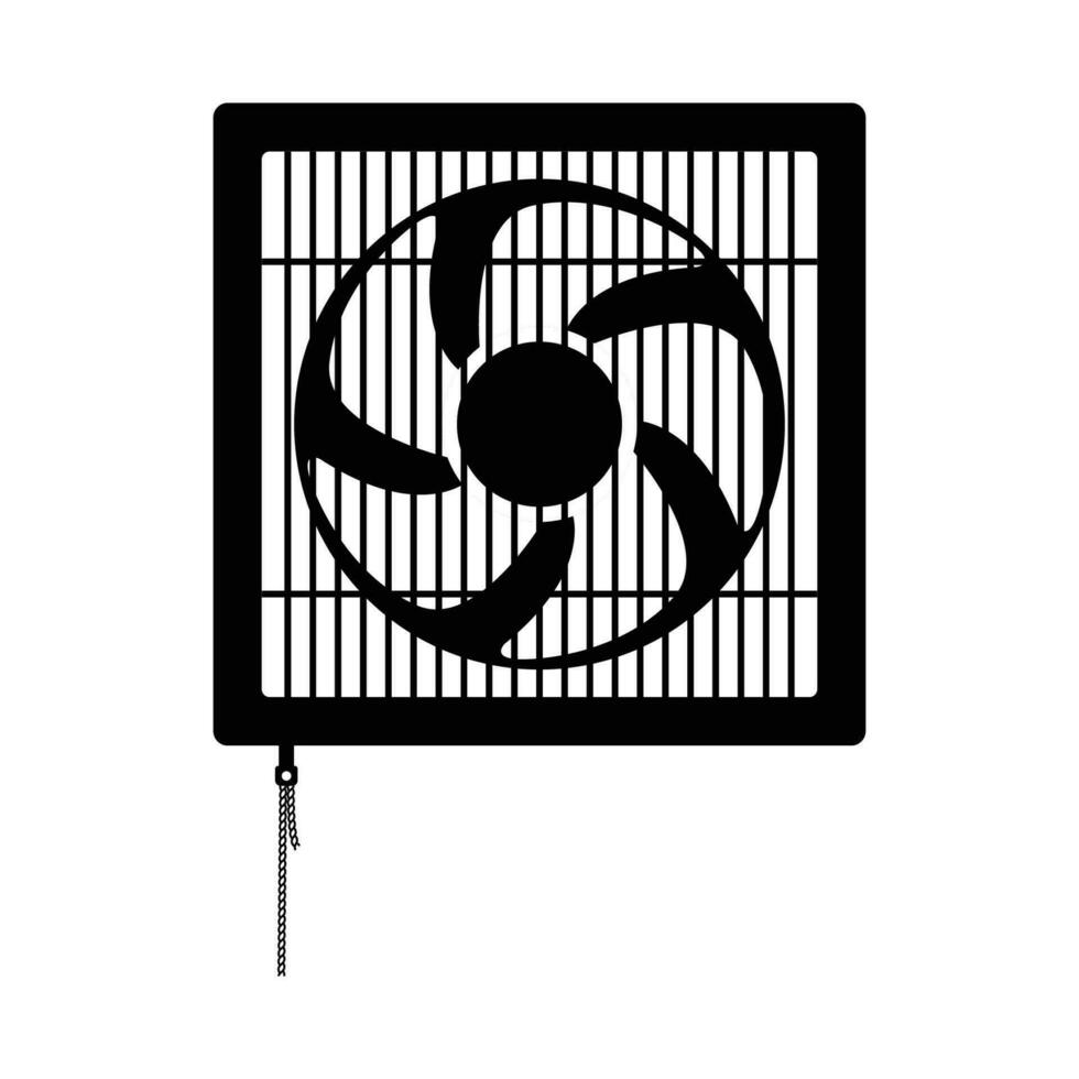 Wall Fan Silhouette. Black and White Icon Design Elements on Isolated White Background vector
