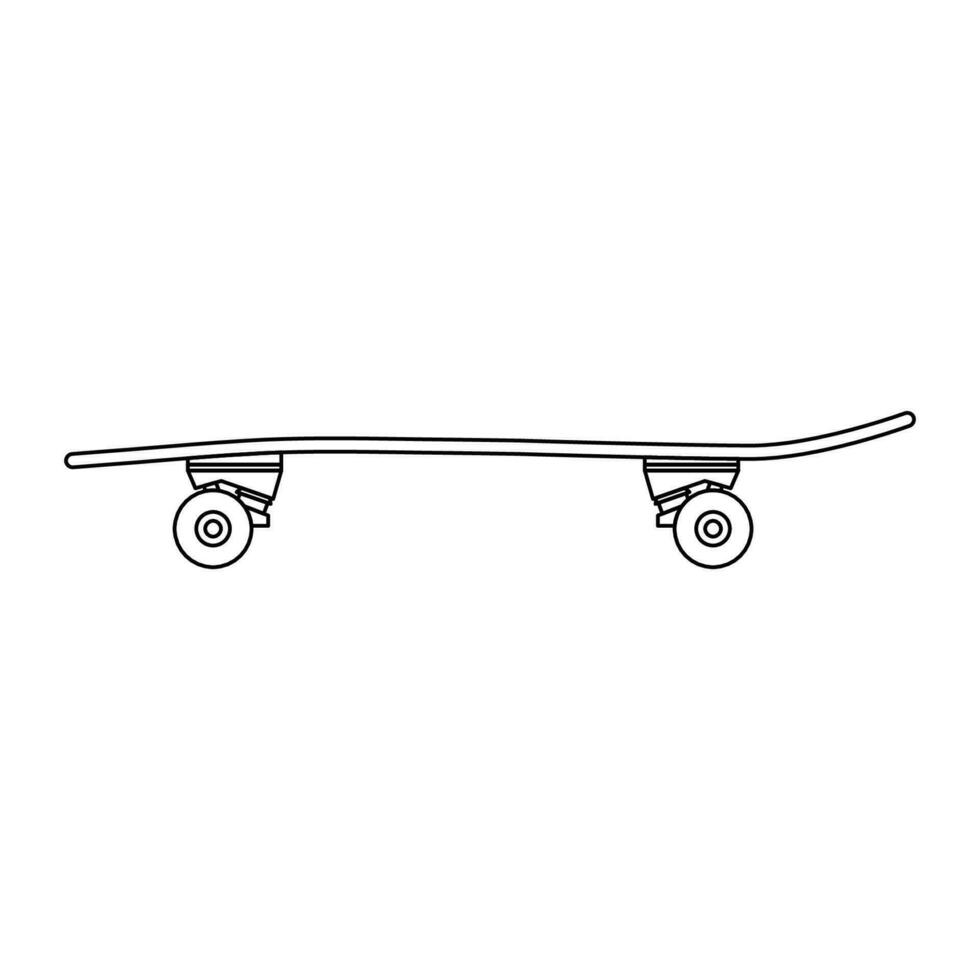 Skateboard Outline Icon Illustration on White Background vector