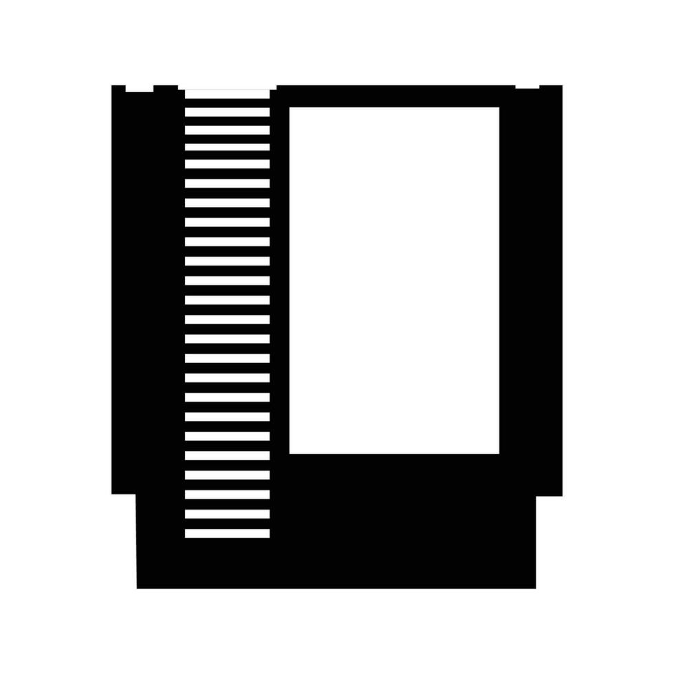 Retro Game Cartridge Silhouette. Black and White Icon Design Elements on Isolated White Background vector