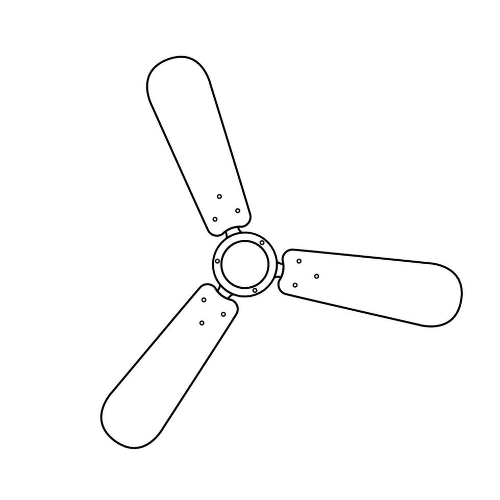 Ceiling Fan Outline Icon Illustration on White Background vector