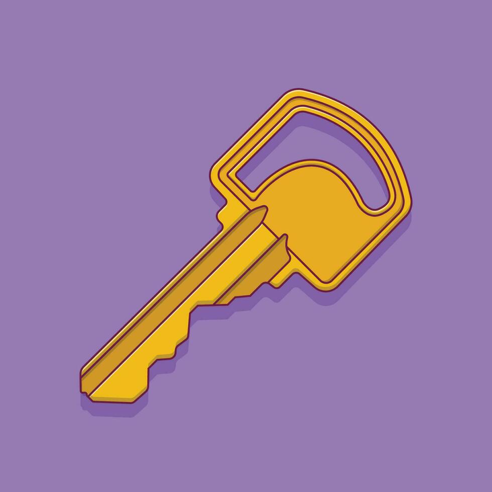 Key Vector Icon Illustration with Outline for Design Element, Clip Art, Web, Landing page, Sticker, Banner. Flat Cartoon Style