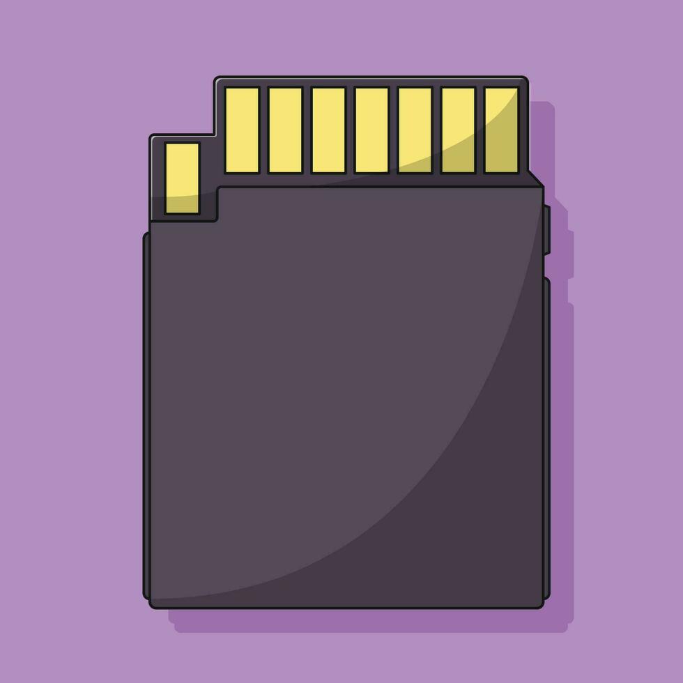 SD Card Vector Icon Illustration with Outline for Design Element, Clip Art, Web, Landing page, Sticker, Banner. Flat Cartoon Style