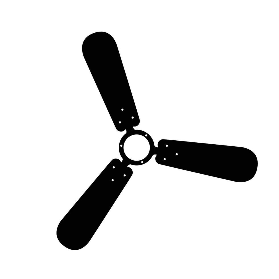 Ceiling Fan Silhouette. Black and White Icon Design Elements on Isolated White Background vector